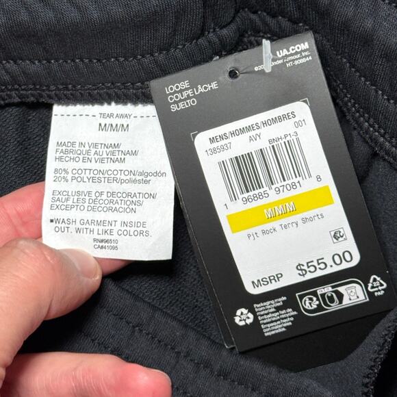 Under Armour Project Rock Terry Men’s 5" Black Shorts Size M NWT - Picture 5 of 10